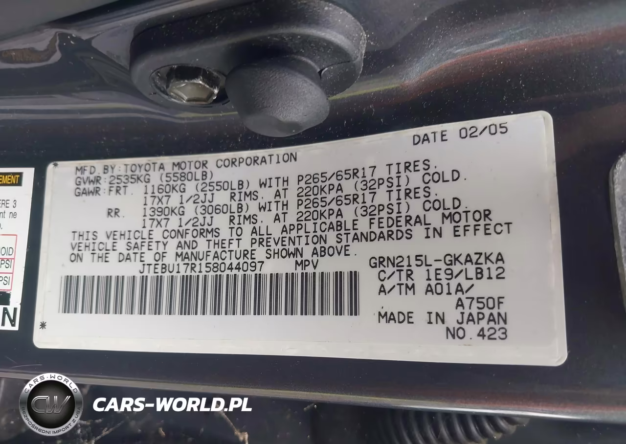 2005 Toyota 4Runner Limited V6 VIN:JTEBU17R158044097 - 9