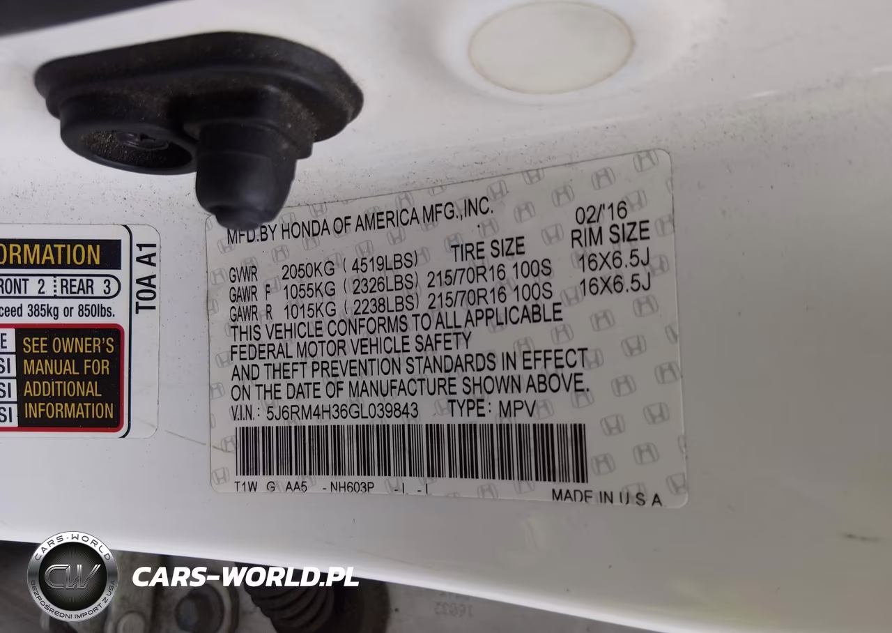 2016 Honda Cr-V Lx VIN:5J6RM4H36GL039843 - 9