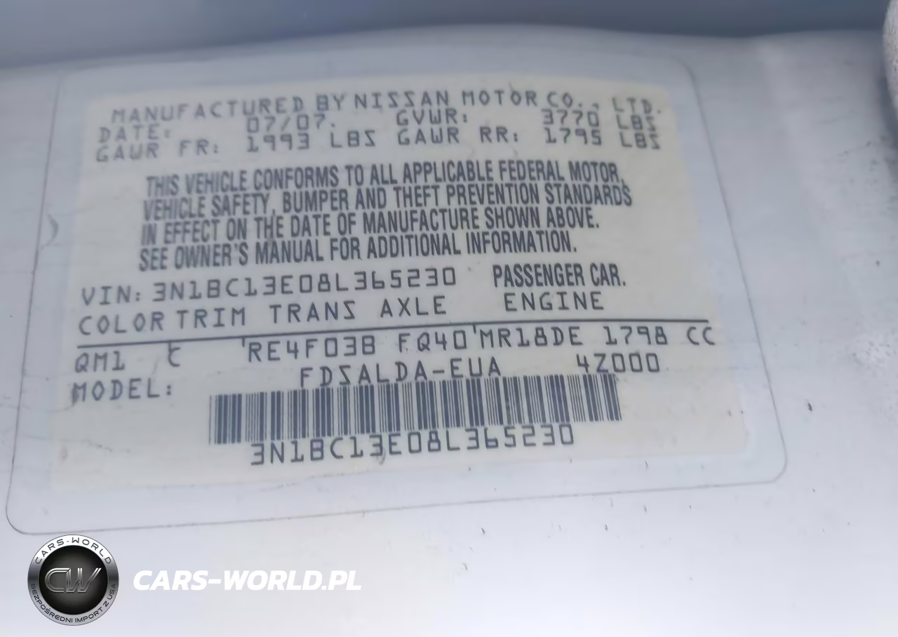 2008 Nissan Versa 1.8 S VIN:3N1BC13E08L365230 - 9