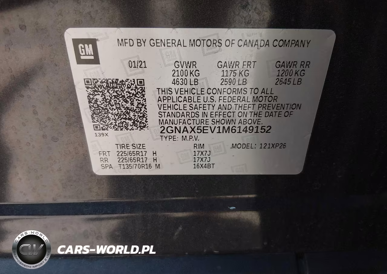 2021 Chevrolet Equinox Awd 1Fl VIN:2GNAX5EV1M6149152 - 9