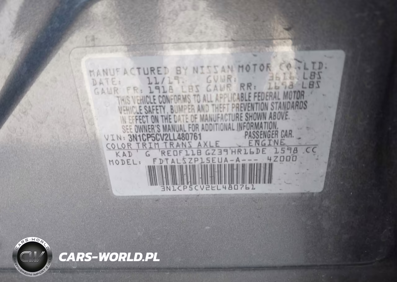 2020 Nissan Kicks Sv Xtronic Cvt VIN:3N1CP5CV2LL480761 - 9