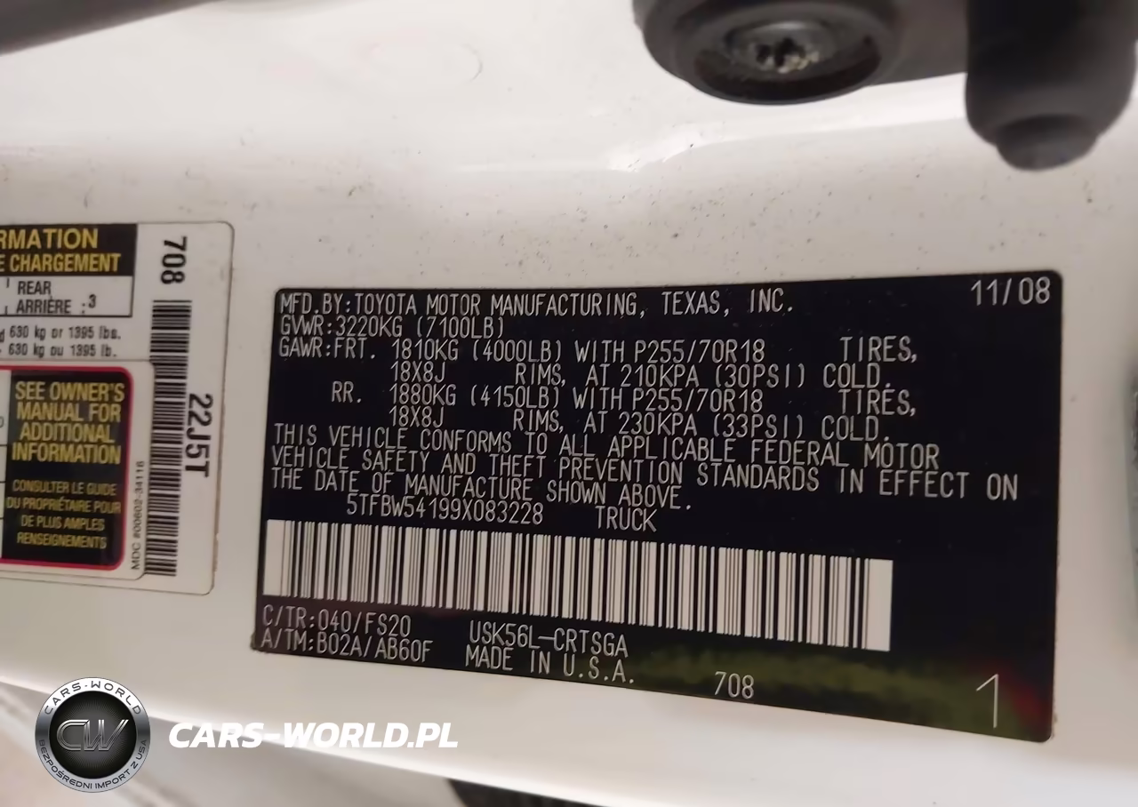 2009 Toyota Tundra Grade 5.7L V8 VIN:5TFBW54199X083228 - 9