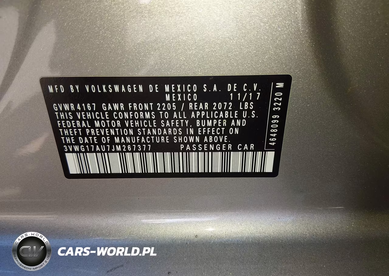 2018 Volkswagen Golf Tsi S-Tsi Se VIN:3VWG17AU7JM267377 - 9