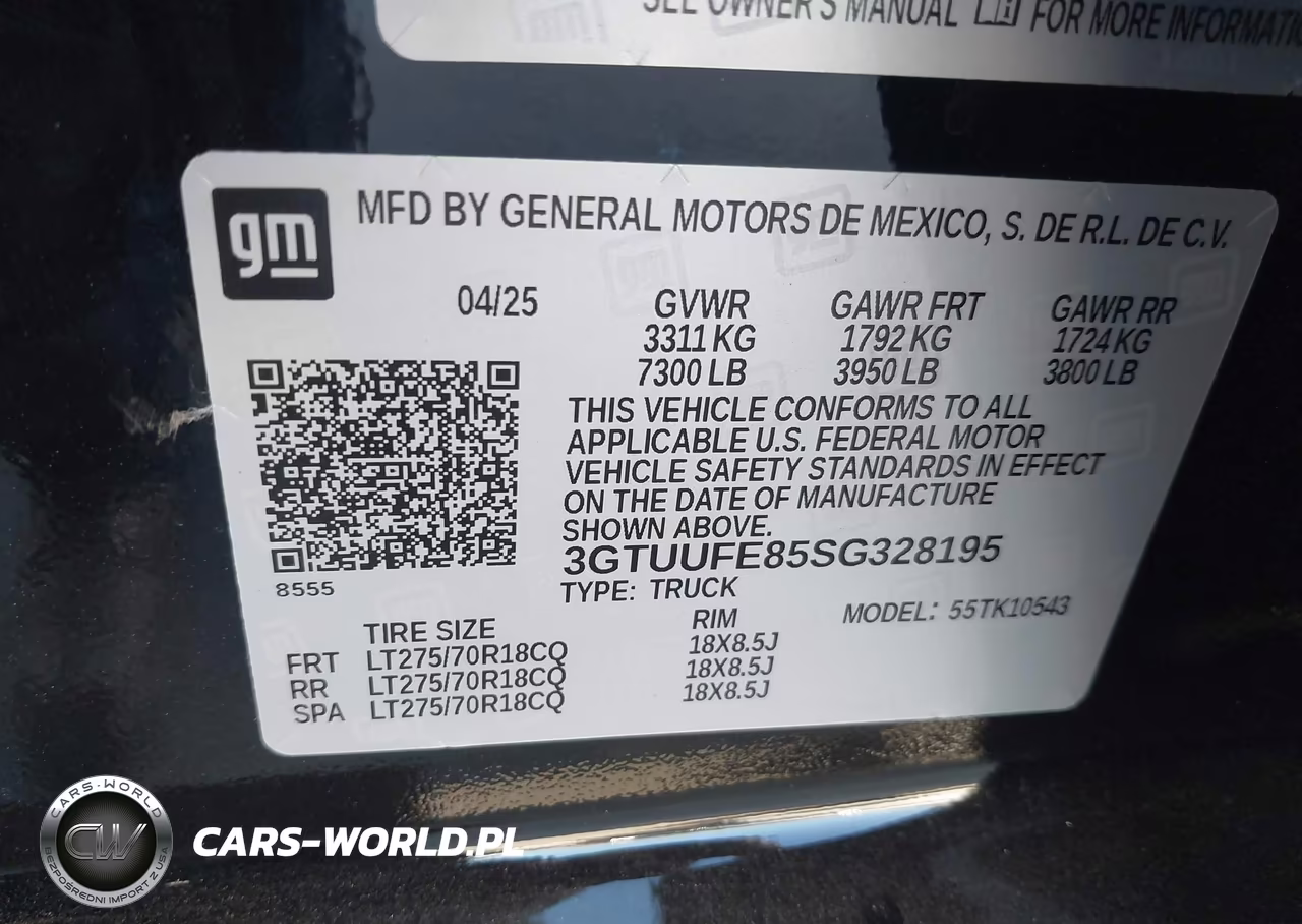2025 GMC Sierra 1500 4Wd Short Box At4X VIN:3GTUUFE85SG328195 - 9