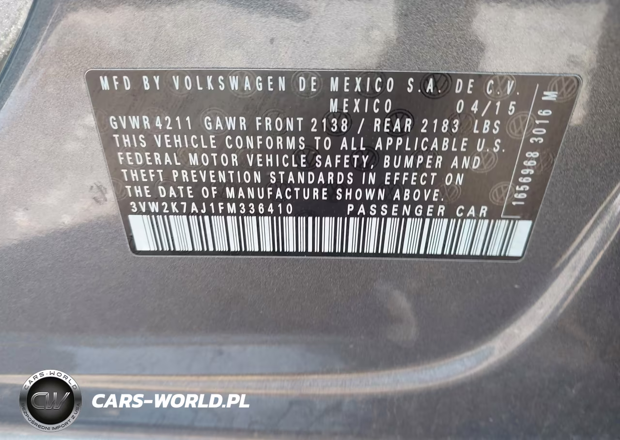 2015 Volkswagen Jetta 2.0L S VIN:3VW2K7AJ1FM336410 - 9