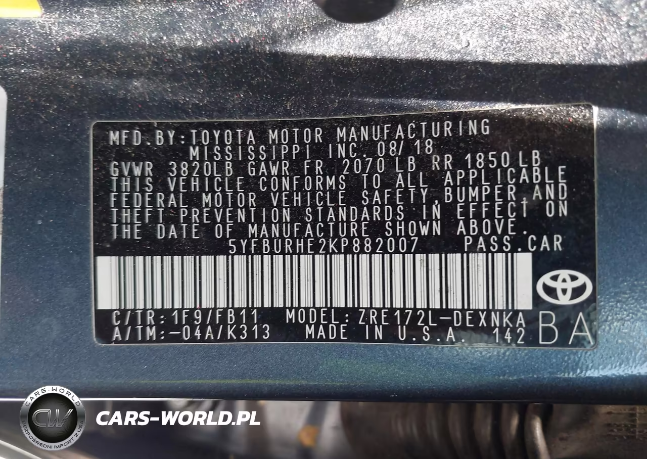 2019 Toyota Corolla Le VIN:5YFBURHE2KP882007 - 9