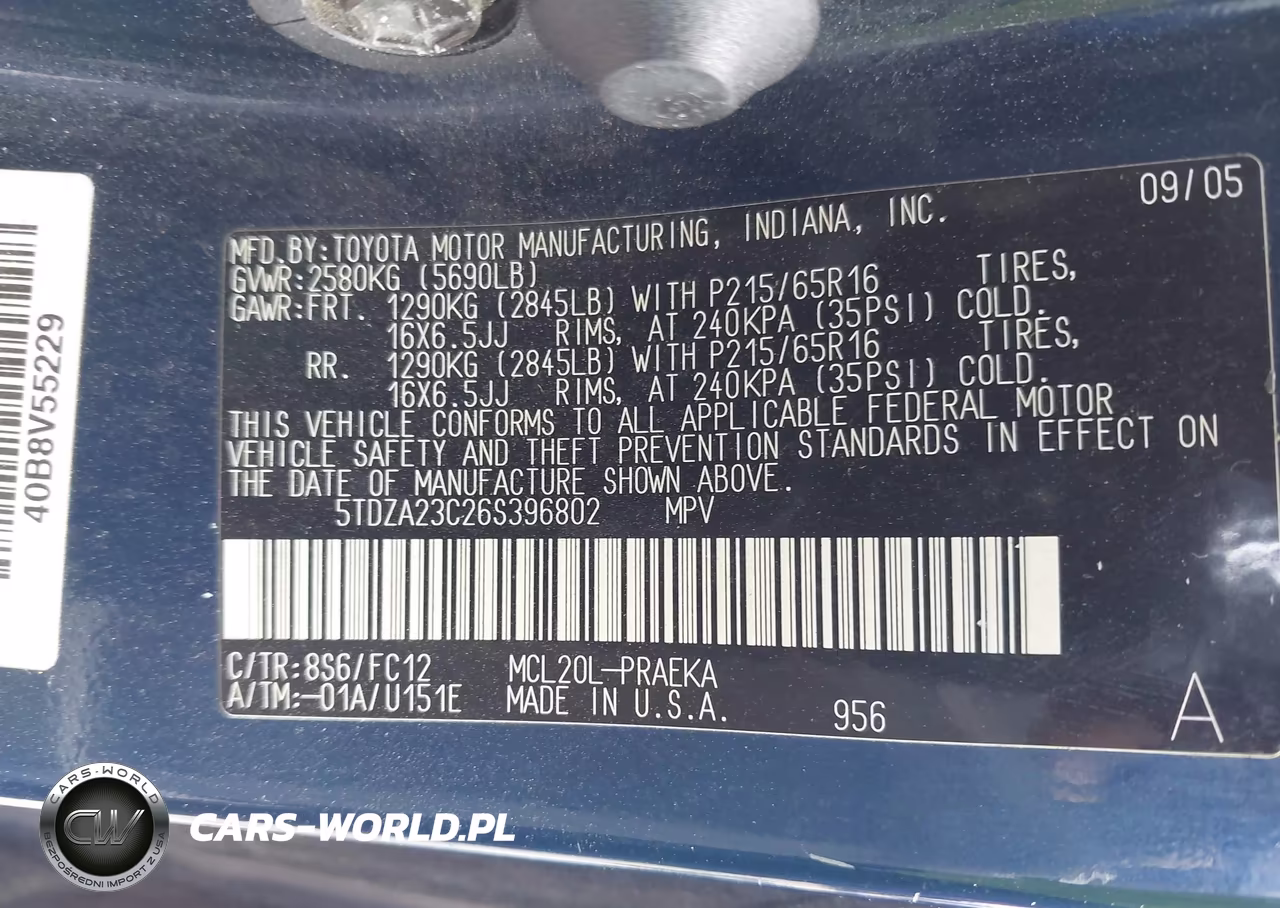 2006 Toyota Sienna Le VIN:5TDZA23C26S396802 - 9