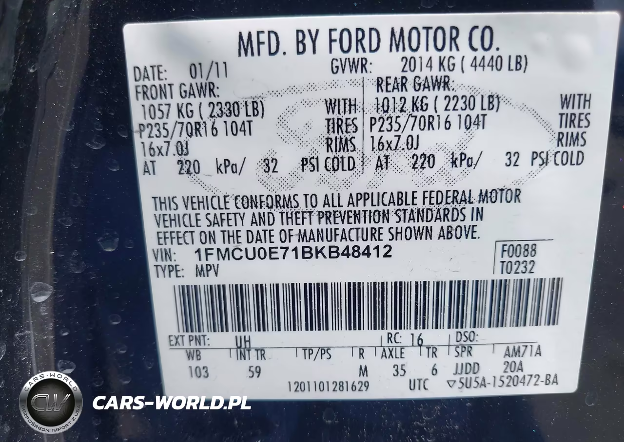 2011 Ford Escape Limited VIN:1FMCU0E71BKB48412 - 9