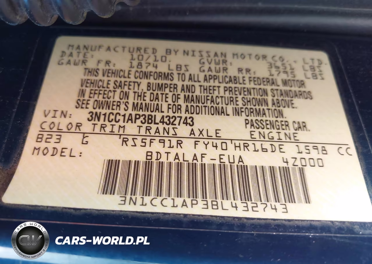 2011 Nissan Versa 1.6 Base VIN:3N1CC1AP3BL432743 - 9