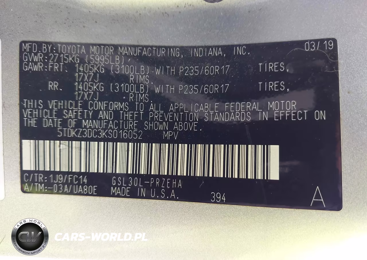 2019 Toyota Sienna Le 8 Passenger VIN:5TDKZ3DC3KS016052 - 9