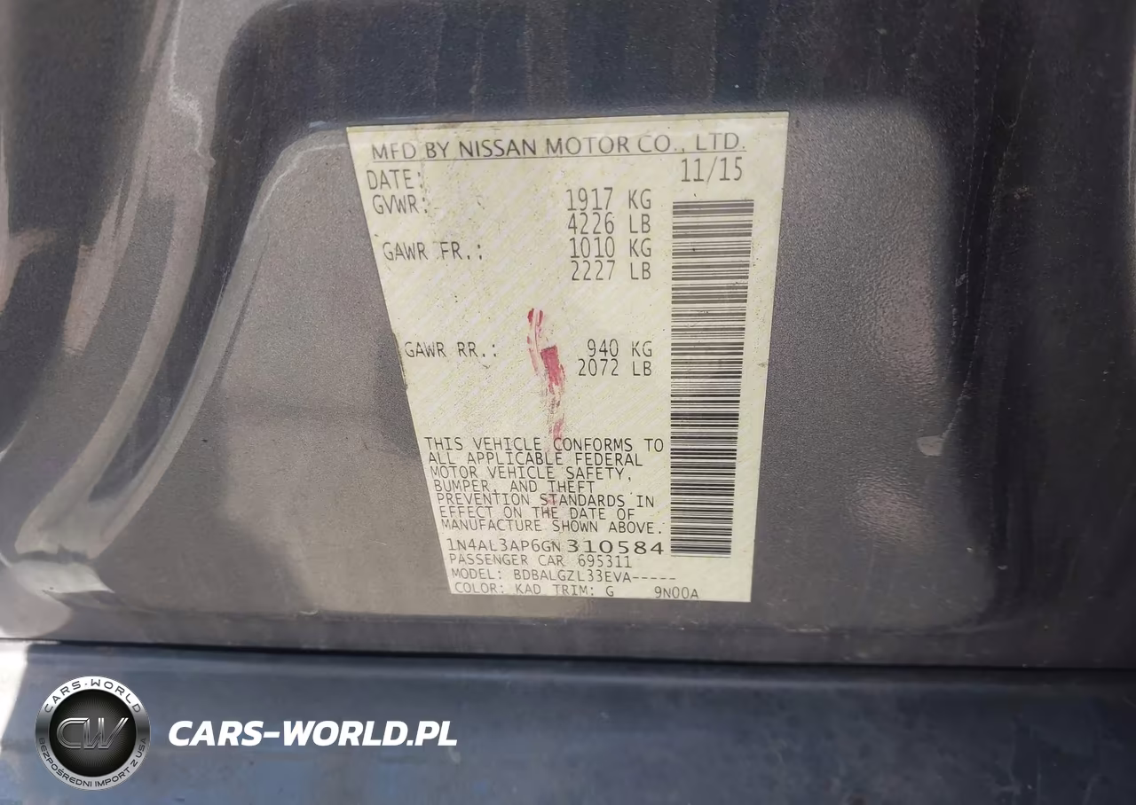 2016 Nissan Altima 2.5 S VIN:1N4AL3AP6GN310584 - 9