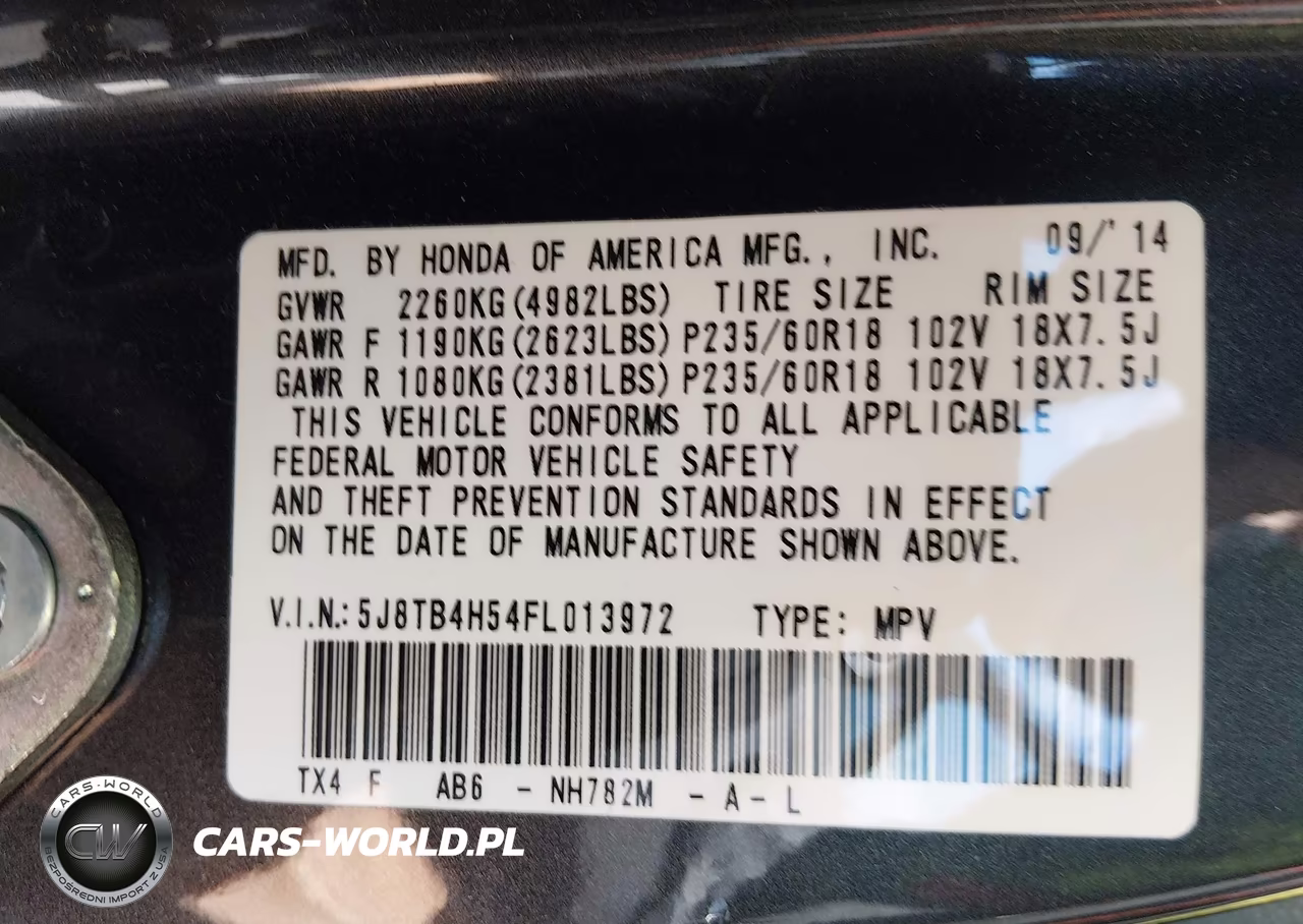 2015 Acura Rdx VIN:5J8TB4H54FL013972 - 9