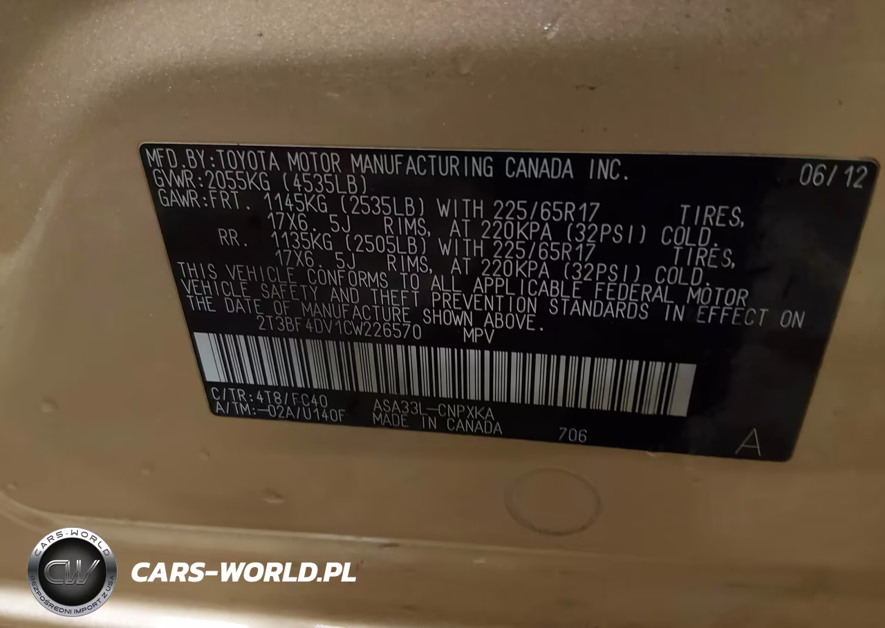 2012 Toyota Rav4 VIN:2T3BF4DV1CW226570 - 9