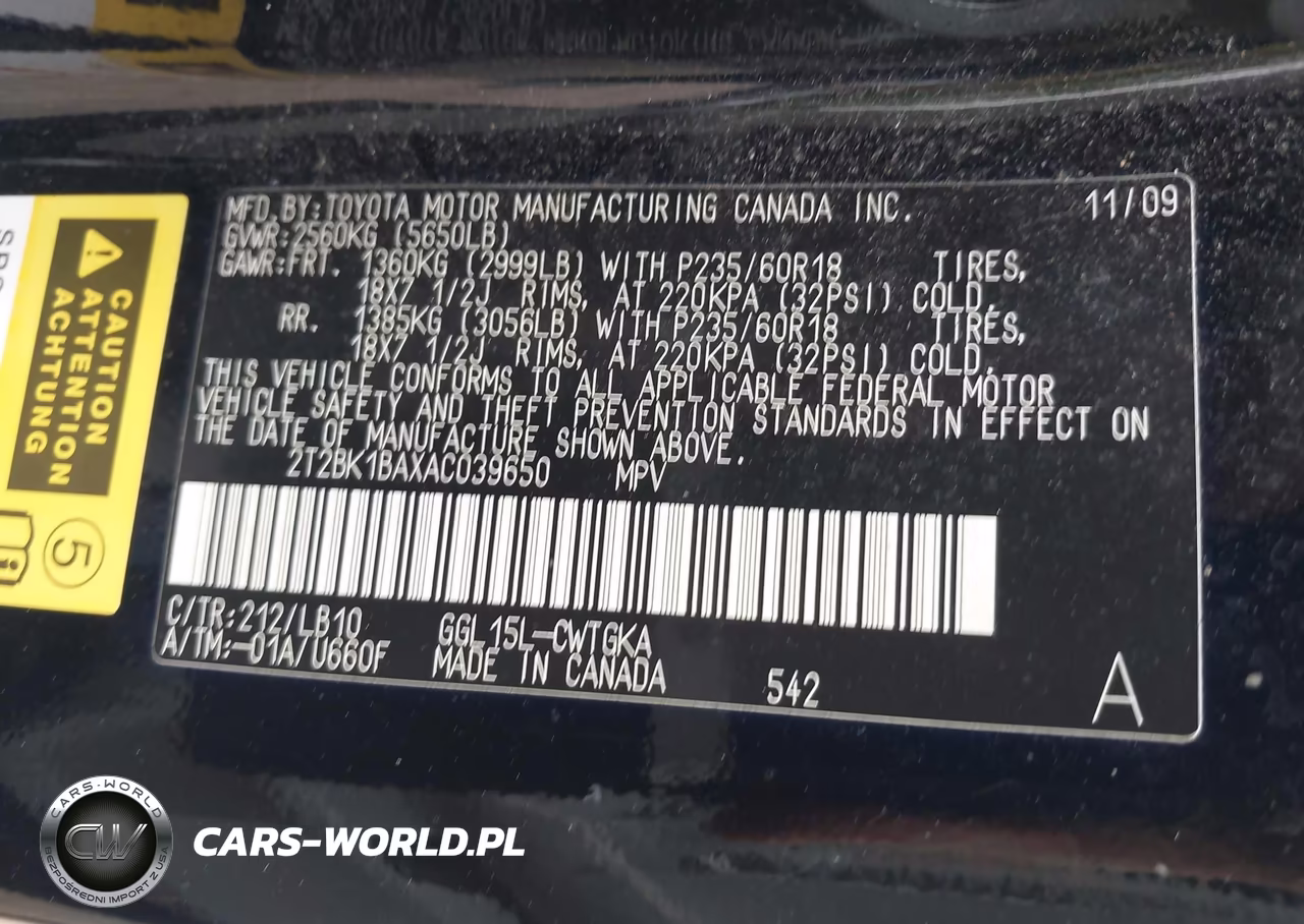 2010 Lexus Rx 350 VIN:2T2BK1BAXAC039650 - 9