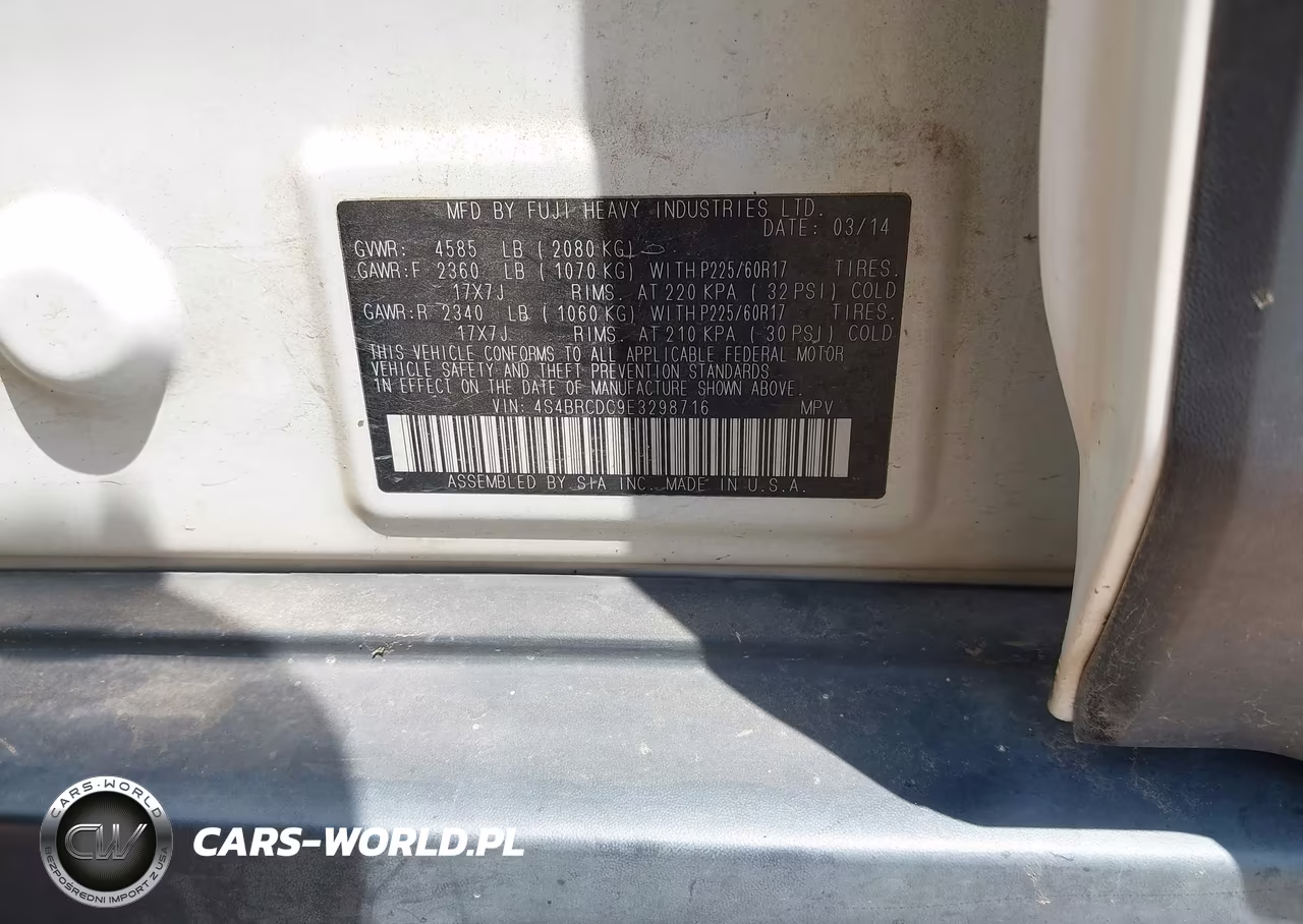 2014 Subaru Outback 2.5I Premium VIN:4S4BRCDC9E3298716 - 9