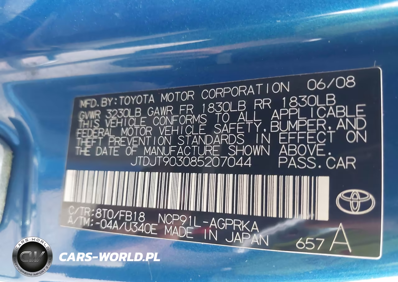 2008 Toyota Yaris VIN:JTDJT903085207044 - 9