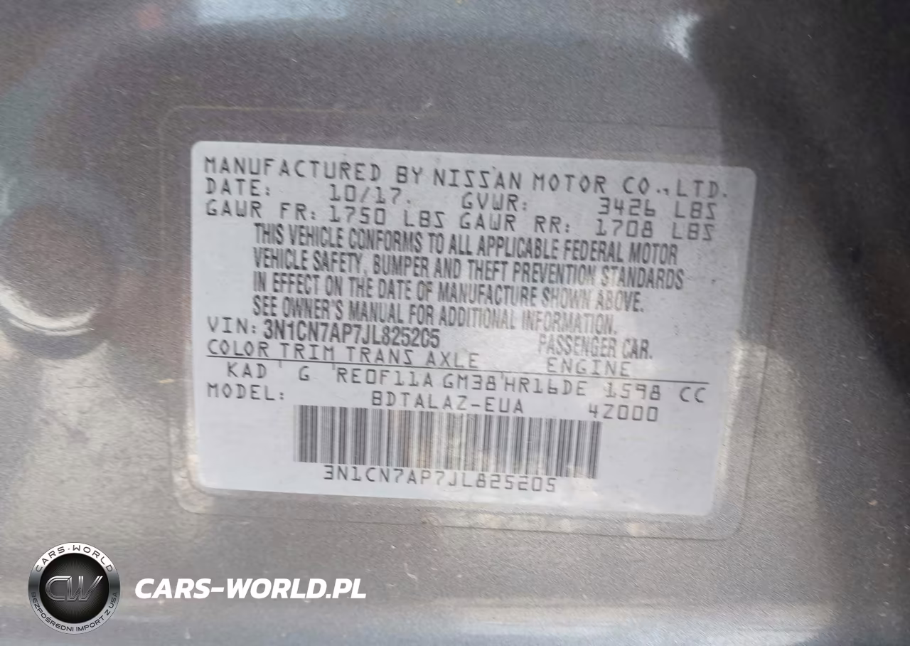 2018 Nissan Versa 1.6 S+ VIN:3N1CN7AP7JL825205 - 9