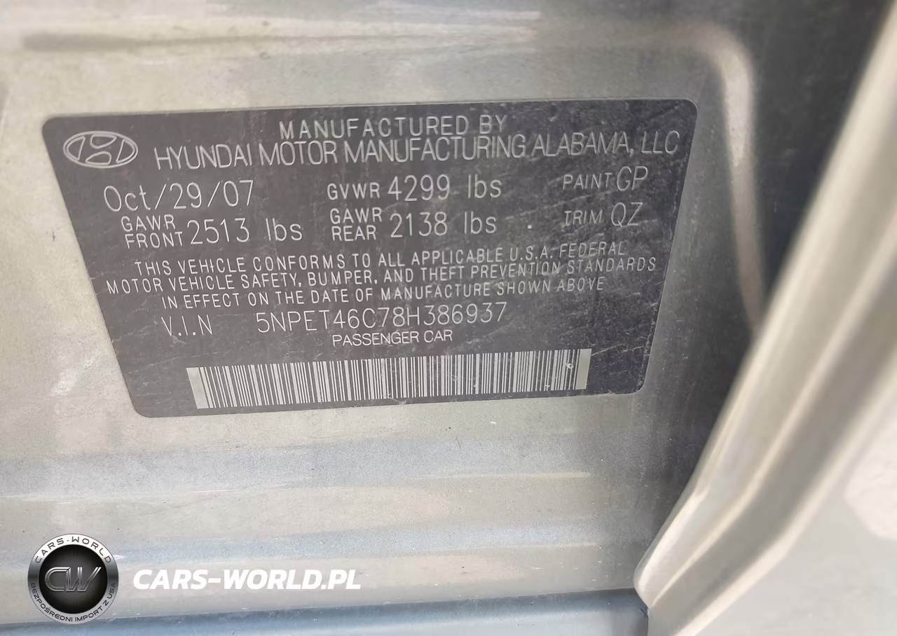 2008 Hyundai Sonata Gls VIN:5NPET46C78H386937 - 9
