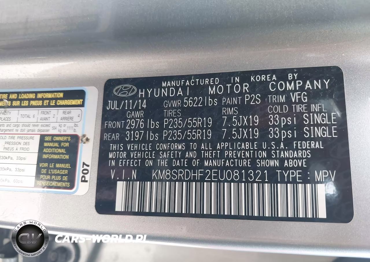 2014 Hyundai Santa Fe Limited VIN:KM8SRDHF2EU081321 - 9