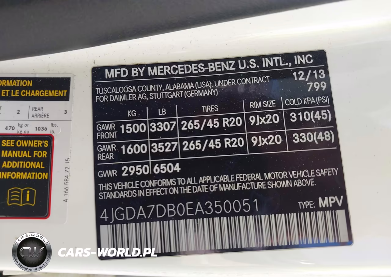 2014 Mercedes-Benz Ml 550 4Matic VIN:4JGDA7DB0EA350051 - 9
