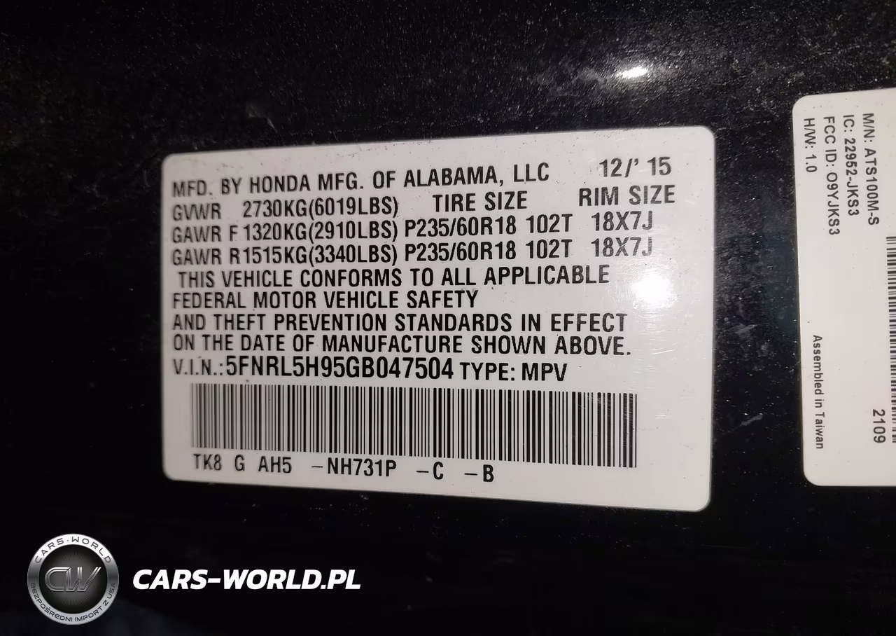 2016 Honda Odyssey Touring-Touring Elite VIN:5FNRL5H95GB047504 - 9