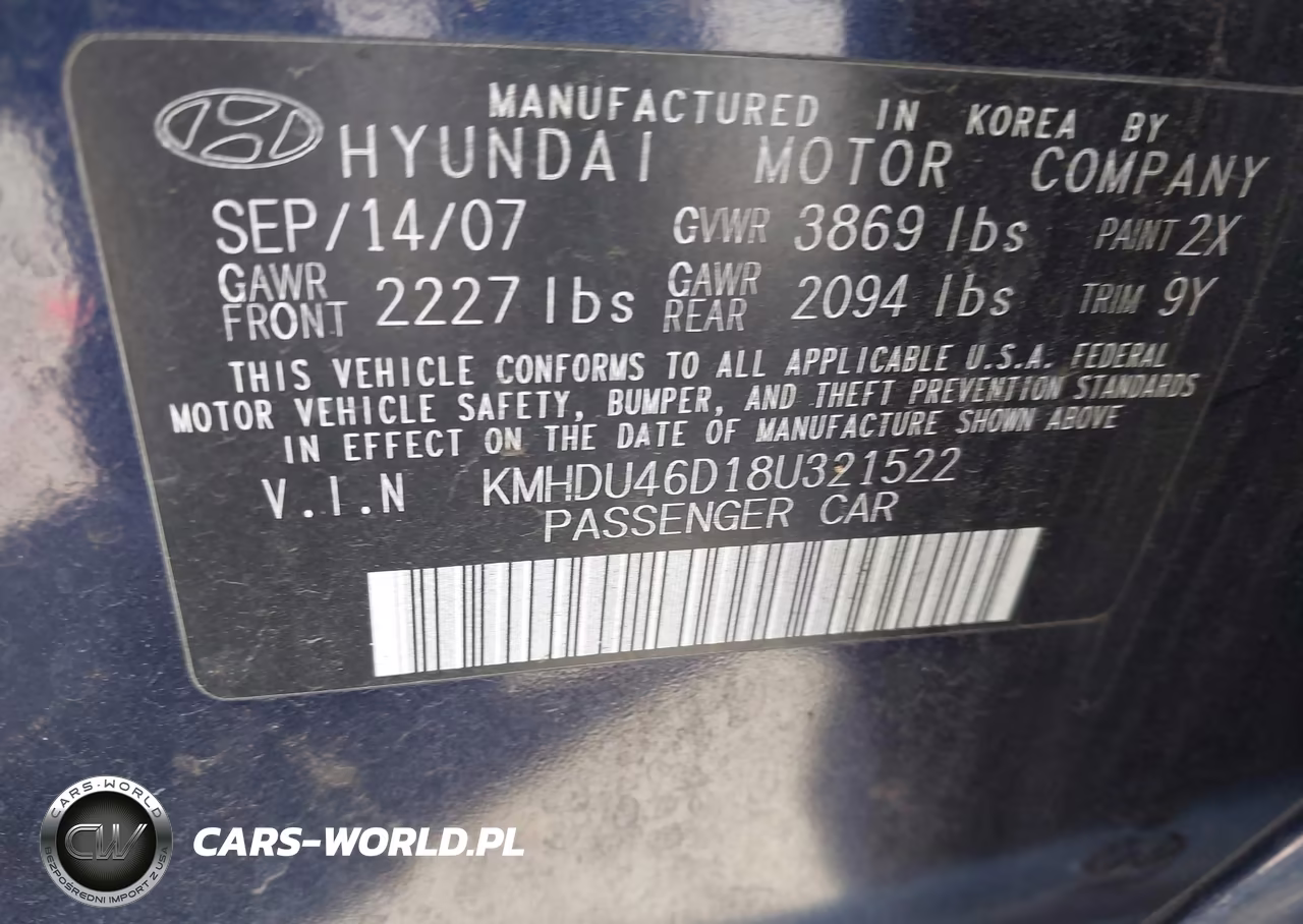 2008 Hyundai Elantra Gls-Se VIN:KMHDU46D18U321522 - 9