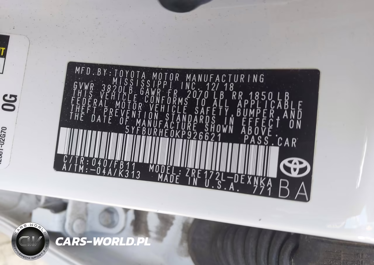 2019 Toyota Corolla Le VIN:5YFBURHE0KP926621 - 9