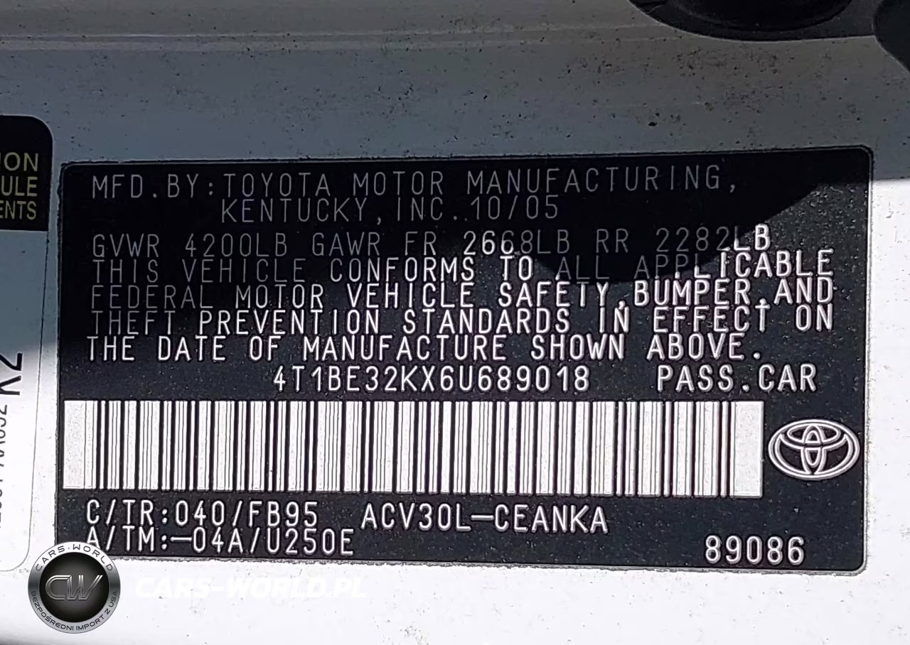 2006 Toyota Camry Le VIN:4T1BE32KX6U689018 - 9