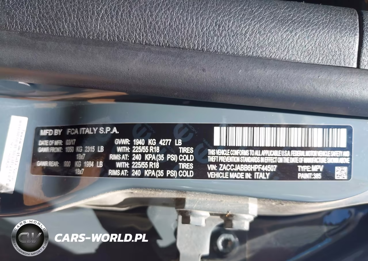 2017 Jeep Renegade Altitude Fwd VIN:ZACCJABB6HPF44507 - 8