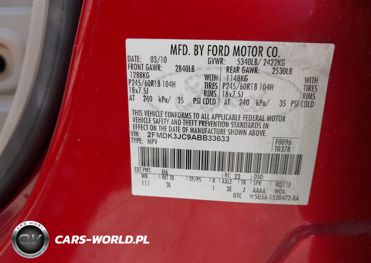 2010 Ford Edge Sel VIN:2FMDK3JC9ABB33633 - 9