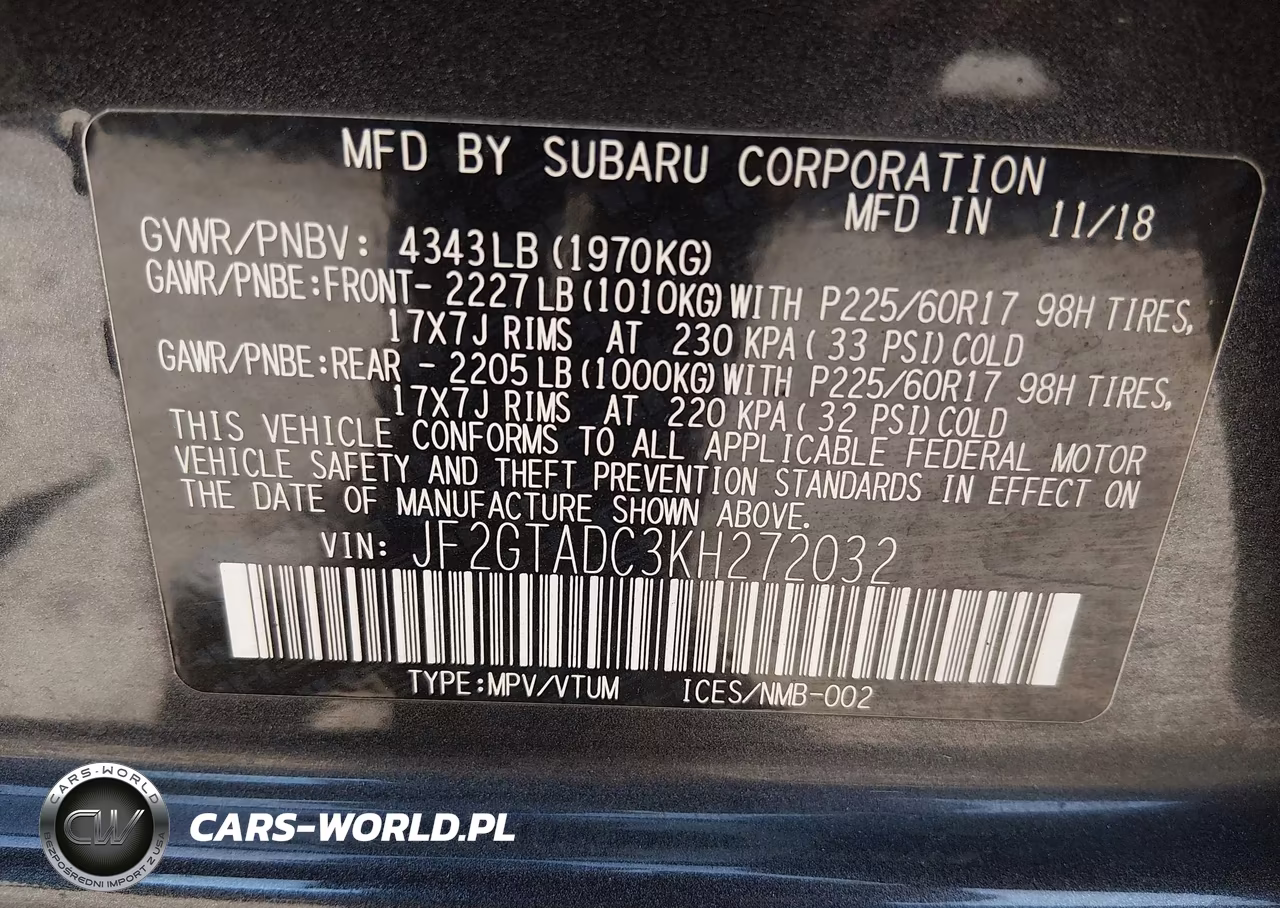 2019 Subaru Crosstrek 2.0I Premium VIN:JF2GTADC3KH272032 - 9