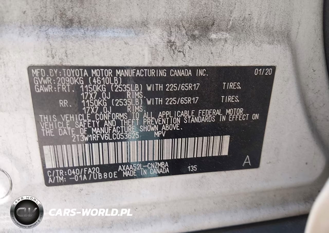 2020 Toyota Rav4 Xle VIN:2T3W1RFV6LC053625 - 9