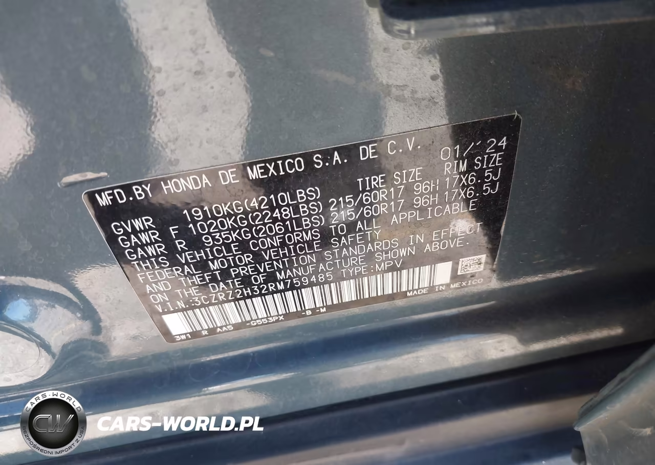 2024 Honda Hr-V Awd Lx VIN:3CZRZ2H32RM759485 - 9