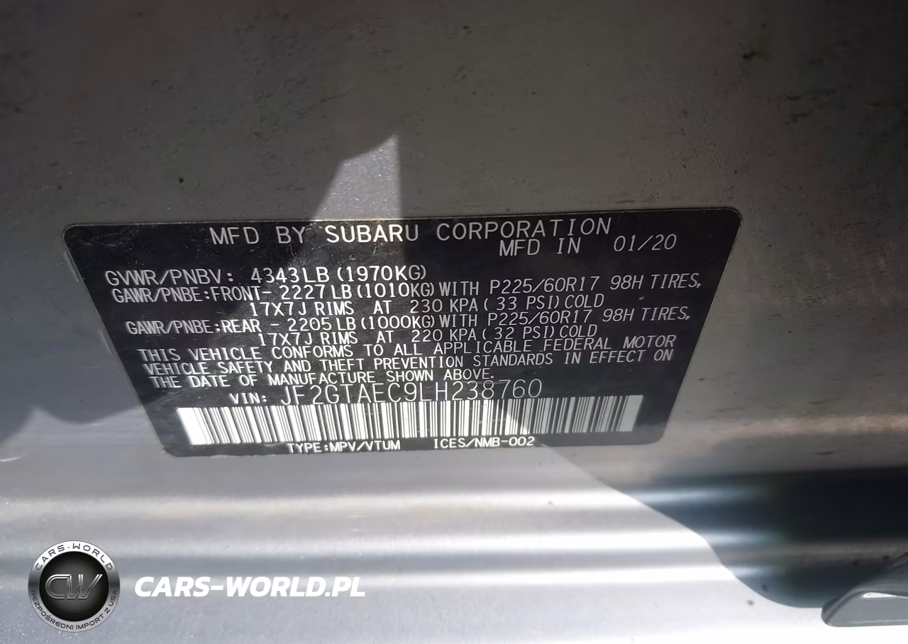 2020 Subaru Crosstrek Premium VIN:JF2GTAEC9LH238760 - 9