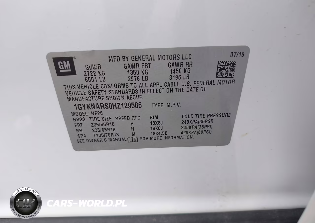 2017 Cadillac Xt5 Standard VIN:1GYKNARS0HZ129586 - 9