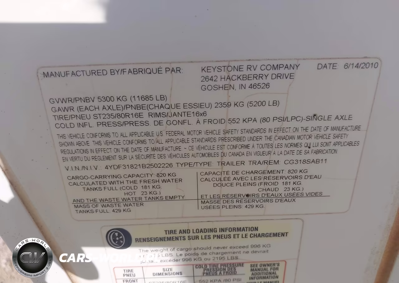 2011 Keystone Cougar VIN:4YDF31821B2502226 - 9