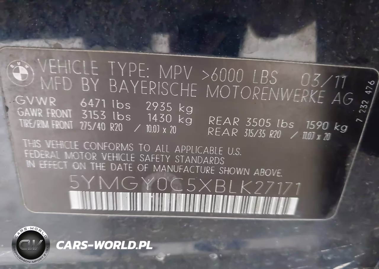 2011 BMW X5 M VIN:5YMGY0C5XBLK27171 - 9