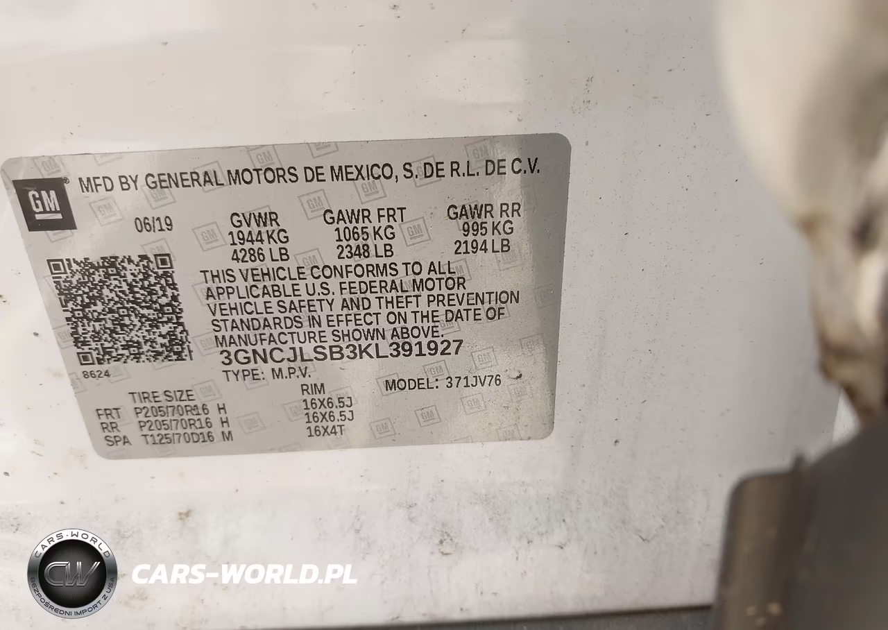 2019 Chevrolet Trax Lt VIN:3GNCJLSB3KL391927 - 9