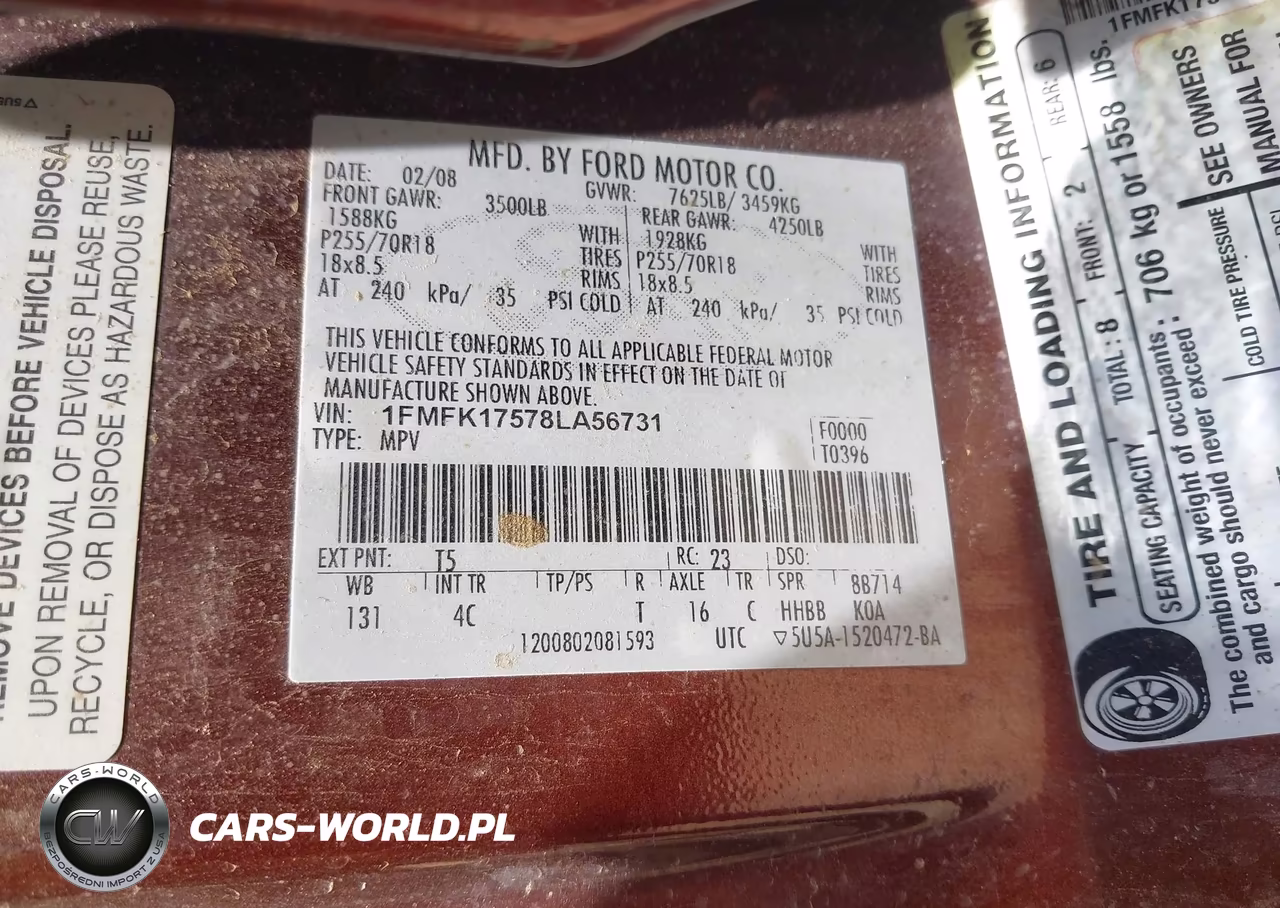 2008 Ford Expedition El Eddie Bauer VIN:1FMFK17578LA56731 - 9