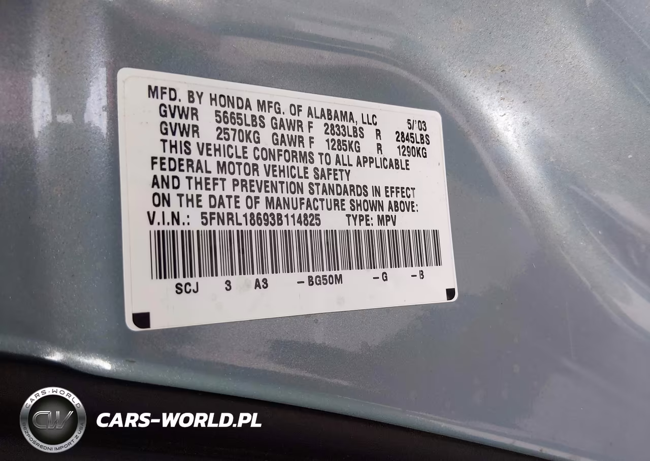 2003 Honda Odyssey Ex VIN:5FNRL18693B114825 - 9