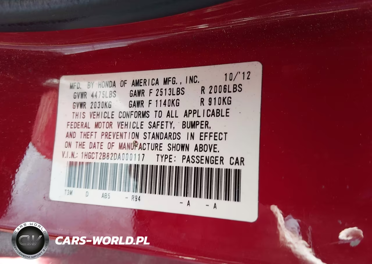 2013 Honda Accord Ex-L V-6 VIN:1HGCT2B82DA000117 - 9