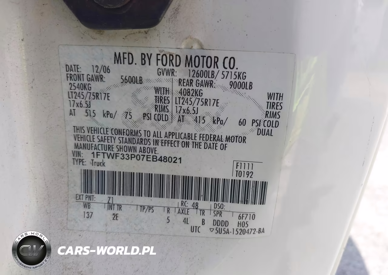 2007 Ford F-350 Xl-Xlt VIN:1FTWF33P07EB48021 - 8