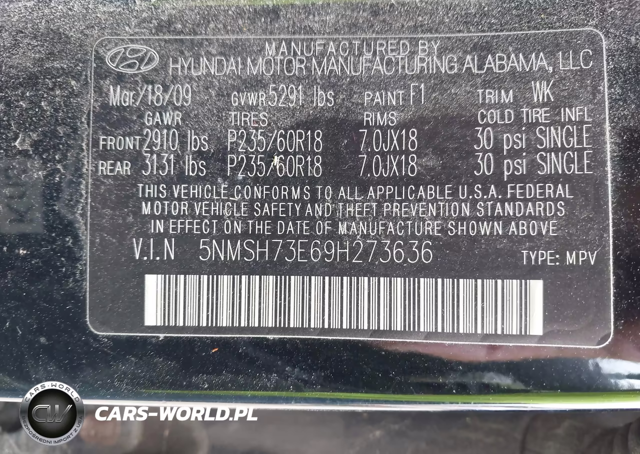 2009 Hyundai Santa Fe Limited VIN:5NMSH73E69H273636 - 9