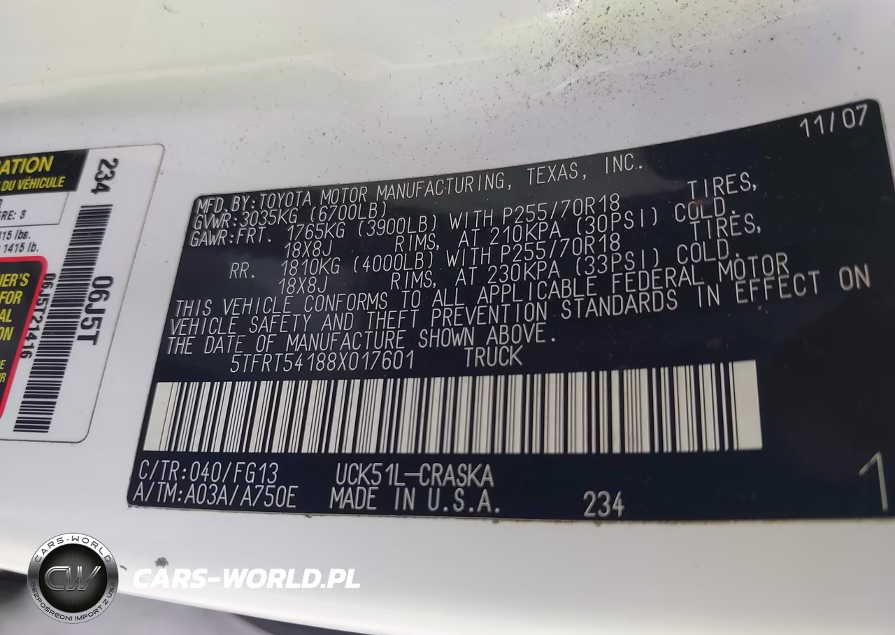 2008 Toyota Tundra Sr5 4.7L V8 VIN:5TFRT54188X017601 - 9