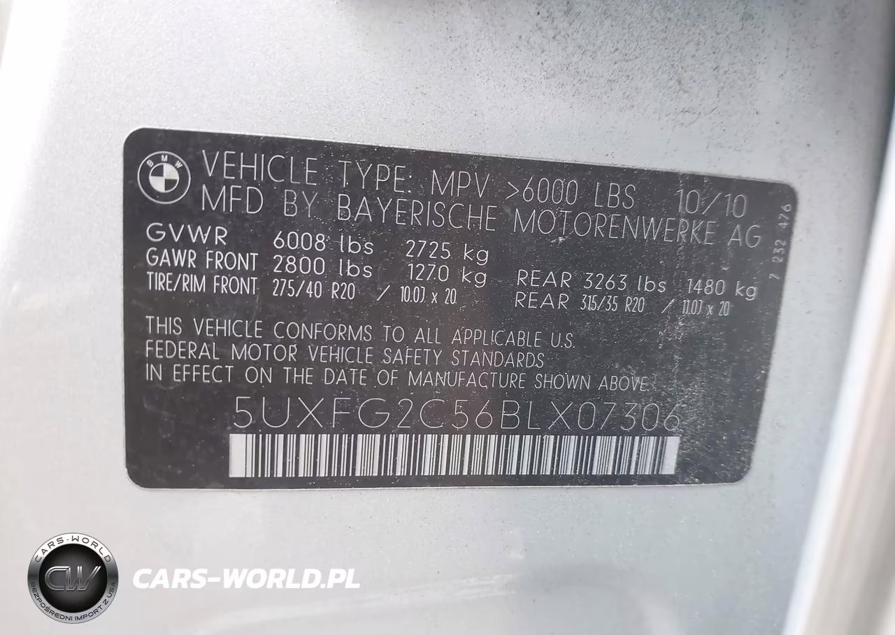 2011 BMW X6 xDrive35I VIN:5UXFG2C56BLX07306 - 9