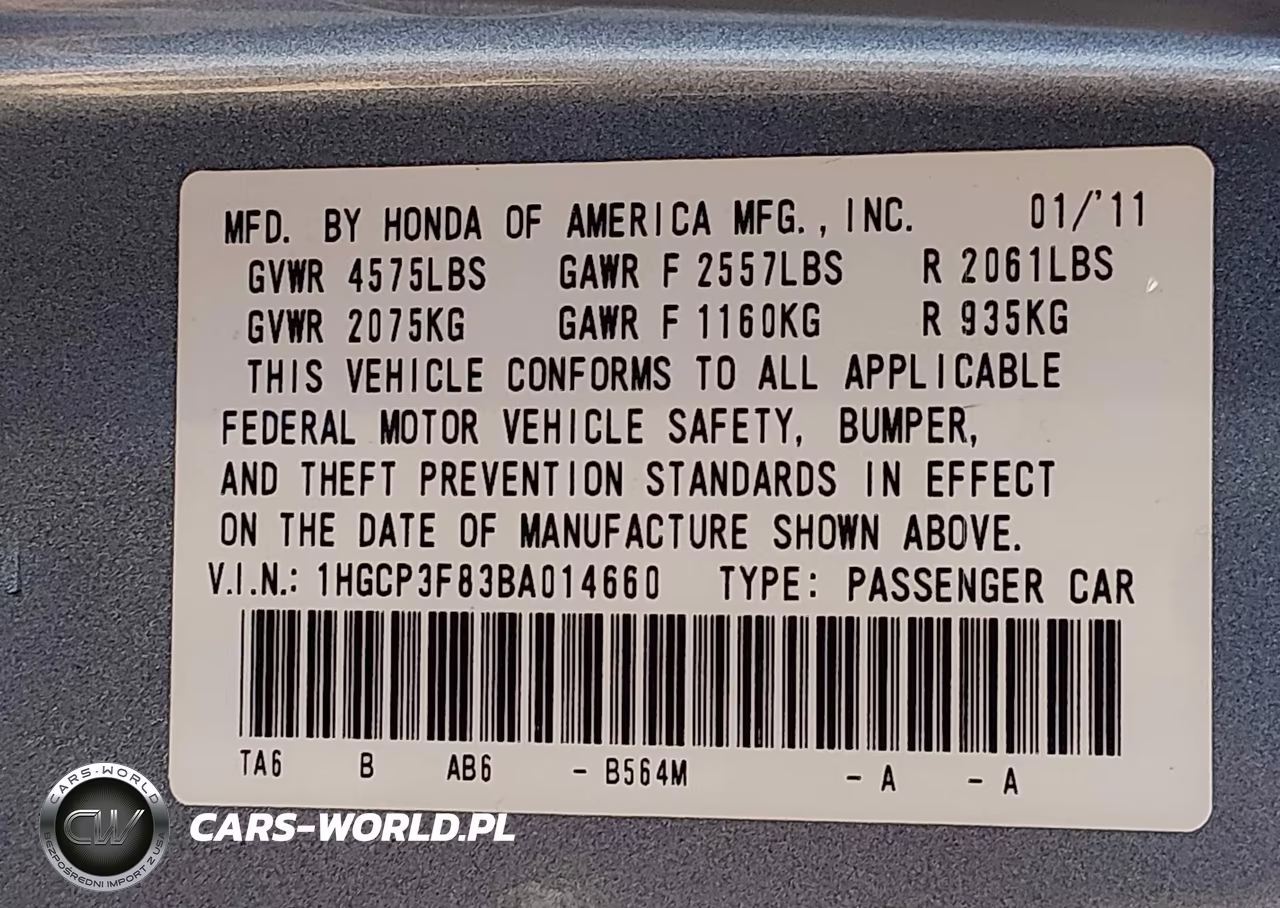 2011 Honda Accord 3.5 Ex-L VIN:1HGCP3F83BA014660 - 9