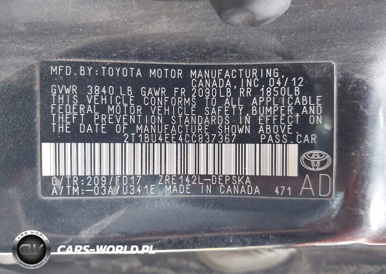 2012 Toyota Corolla S VIN:2T1BU4EE4CC837367 - 9