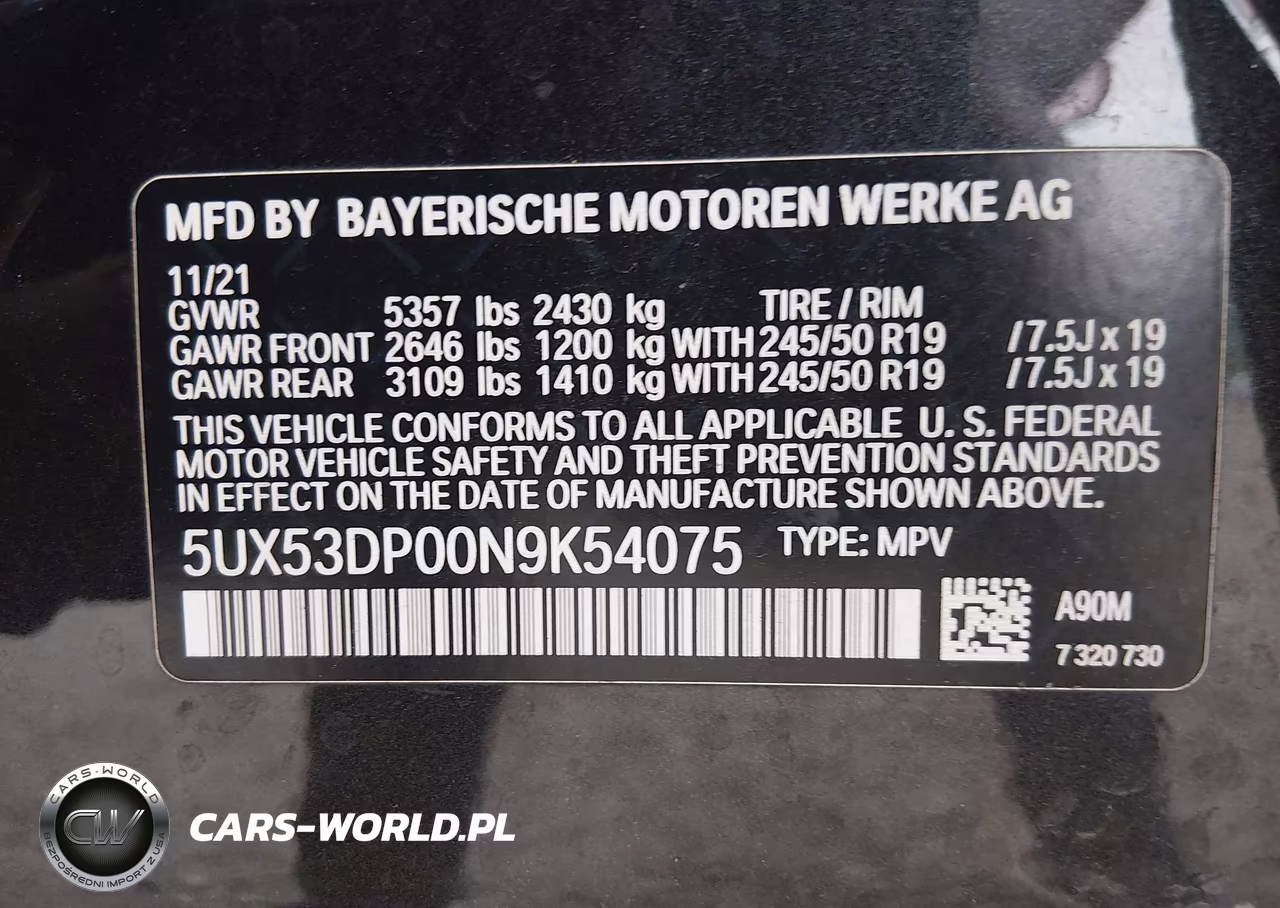 2022 BMW X3 xDrive30I VIN:5UX53DP00N9K54075 - 9