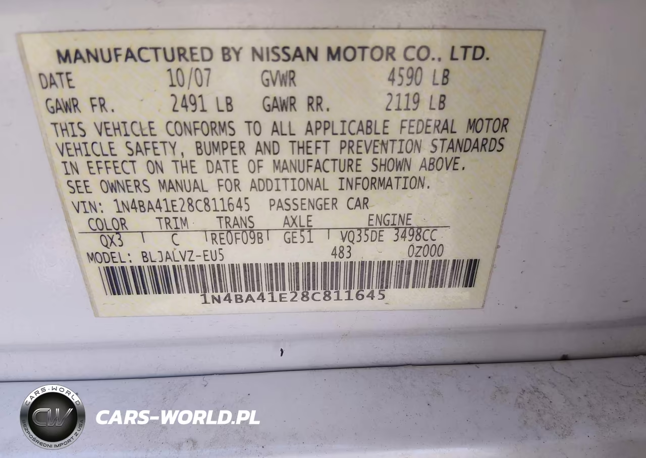 2008 Nissan Maxima 3.5 Se VIN:1N4BA41E28C811645 - 9