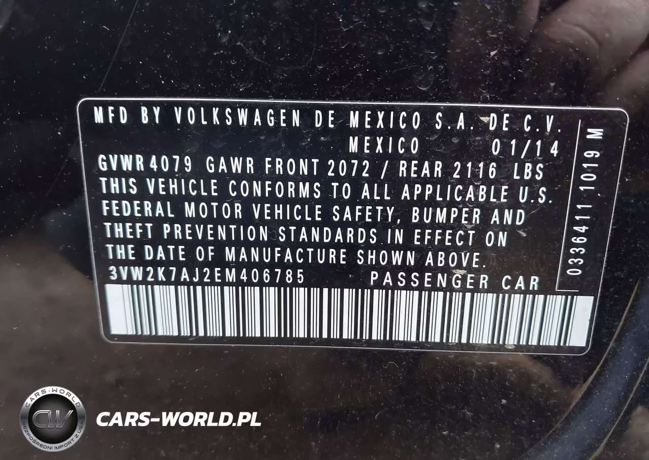2014 Volkswagen Jetta 2.0L S VIN:3VW2K7AJ2EM406785 - 9